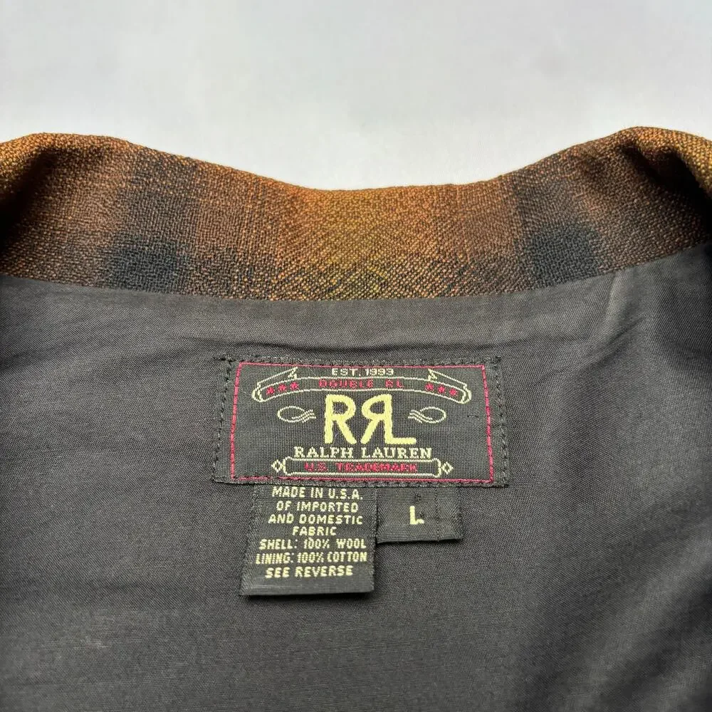 Vintage 90s RRL Double RL Ralph Lauren Shadow Plaid Blazer Jacket Men's L Wool